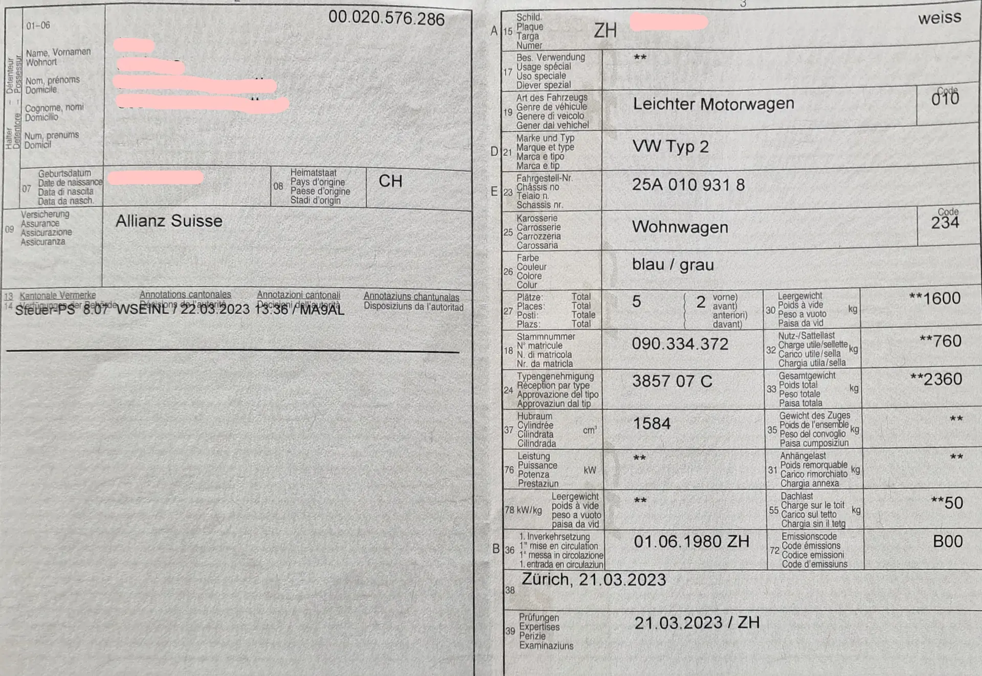 Volkswagen T3 1980 occasion Mettmenstetten — 2