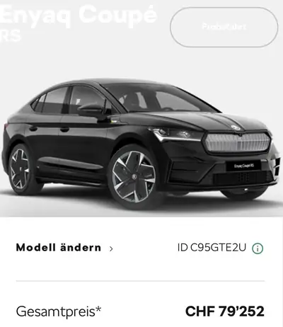Škoda Enyaq Coupé RS iV 80 4x4 — SUV électrique haute performance, 35'000 km seulement — Seitenansicht