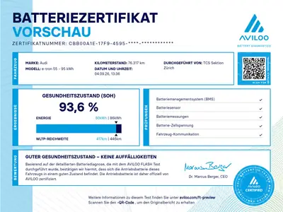 Audi e-tron S Sportback — SUV électrique 503 PS, batterie certifiée 93,6% SOH — vista posteriore