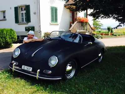 Porsche 356 Speedster APAL Replica 1956 — Légende cabriolet, finition carbone, État impeccable — Außenansicht