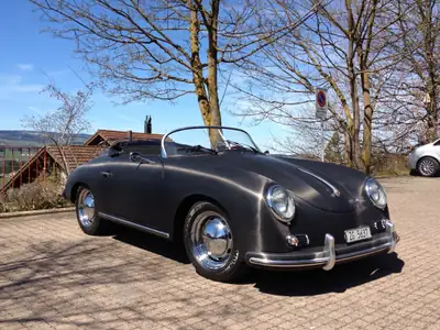 Porsche 356 Speedster APAL Replica 1956 — Légende cabriolet, finition carbone, État impeccable — Heckansicht