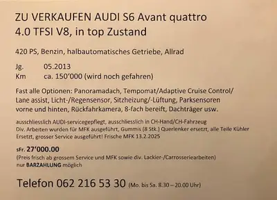 Audi S6 Avant 4.0 TFSI V8 quattro — Break sportif 420 ch, toit panoramique, entretien Audi exclusif — Miniatur 12
