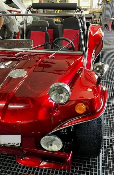 VW Buggy Albar 1969 — Cabriolet vintage authentique, seulement 25'800 km — Heckansicht
