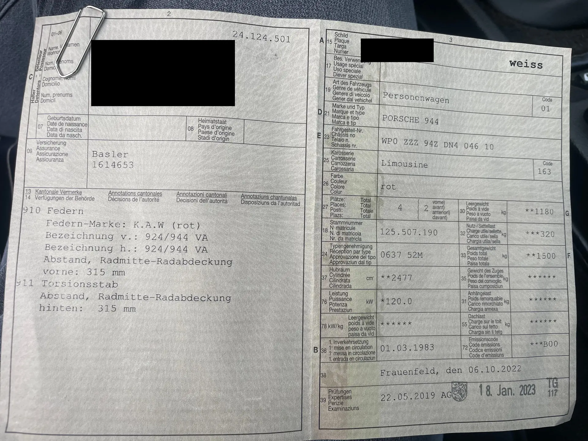 Porsche 944 — Coupé sportif des années 80, moteur 2.5L performant — Außenansicht
