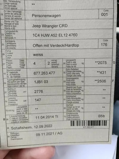 Jeep Wrangler 2.8 CRD Sport — SUV emblématique diesel, toit amovible, 137'000 km — Miniature 13