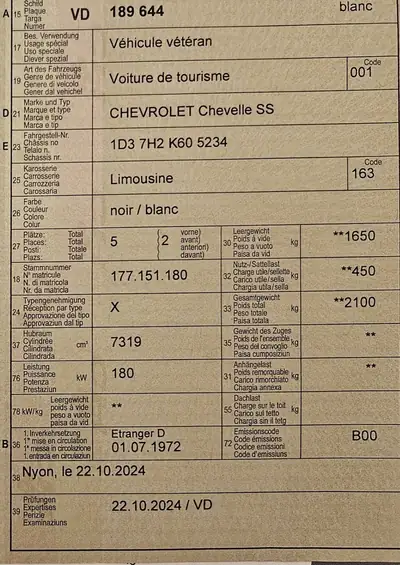 Chevrolet Chevelle SS 454 — Muscle car légendaire de 1972, rare et authentique — dettaglio