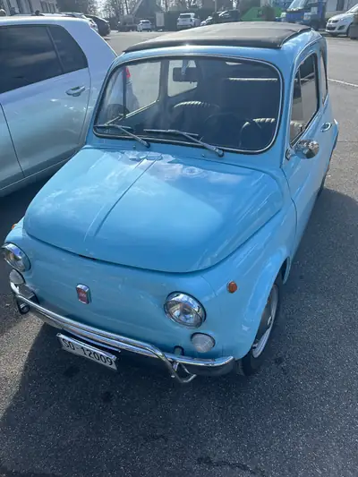 FIAT 500L Lusso 1969 — Coupé vintage blue celeste, 30 000 km d'origine — vue extérieure