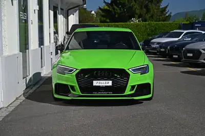 Audi RS3 Sportback 2.5 TSI — 476 ch, tuning APR et Vert Lime exclusif — side view