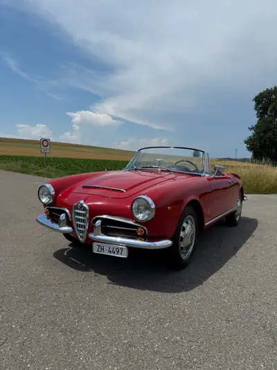 Alfa Romeo Giulia Spider 1600 — Cabriolet vintage 1964, sans accident, patrimoine automobile — vue extérieure