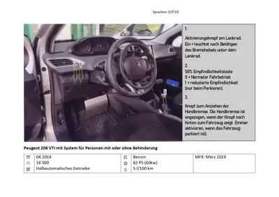 Peugeot 208 1.2 e-VTI Active — Citadine économe avec commandes manuelles spécialisées — vista posteriore