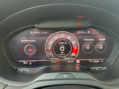 Audi RS3 Sportback 2.5 TSI — 400 ch, quattro intégral, 58 000 km seulement — tableau de bord
