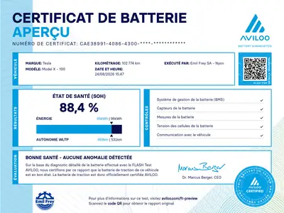 Tesla Model X Performance Ludicrous Plus — SUV électrique 796 CV, accélération extrême — côté