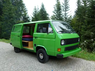 VW T3 Typ 2 — Mythique Combi Vintage 2009, Portes Coulissantes Pratiques — Außenansicht