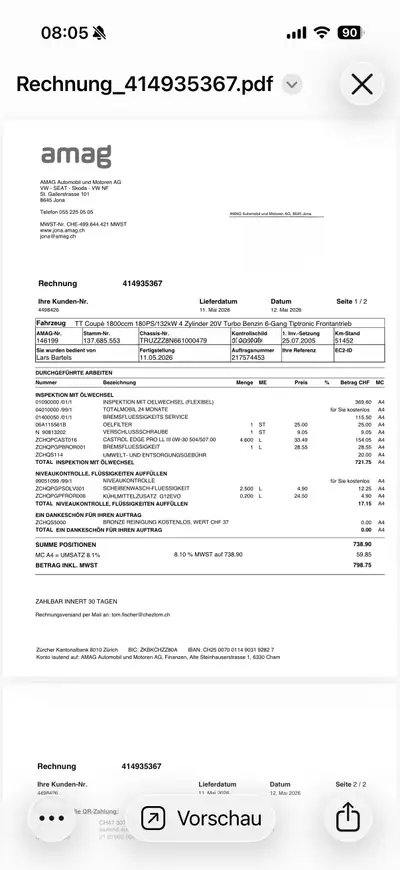 Audi TT Coupé 1.8 T — Sport compact iconique, entretien récent AMAG — Heckansicht