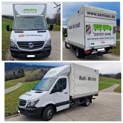 Mercedes-Benz Sprinter 516 — Utilitaire électrique innovant, 15'000 km seulement — fianco