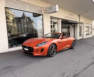 Jaguar F-Type Convertible 5.0 V8 S/C — Roadster british de prestige, couleur Fire Sand mythique — Seitenansicht