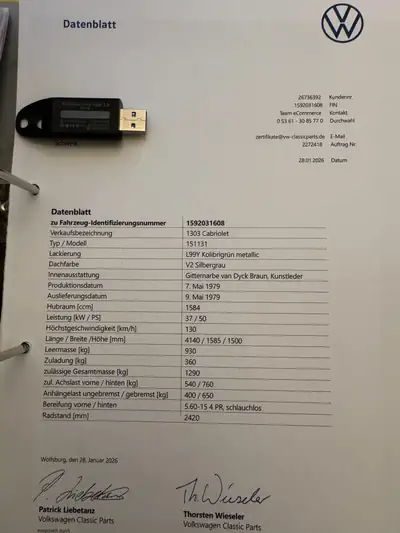 VW Käfer 1579 S Cabriolet 1979 — Icône Vintage avec Toit Sonnenland Neuf — Miniatura 11
