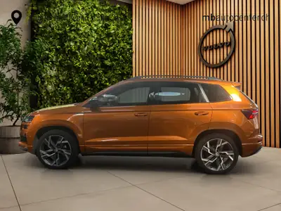 Skoda Karoq 2.0 TSI SportLine 4x4 — SUV polyvalent, moteur 190 ch et transmission DSG — fianco