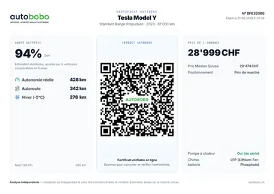 Tesla Model Y RWD 2023 — SUV électrique premium, 61'000 km seulement — Seitenansicht