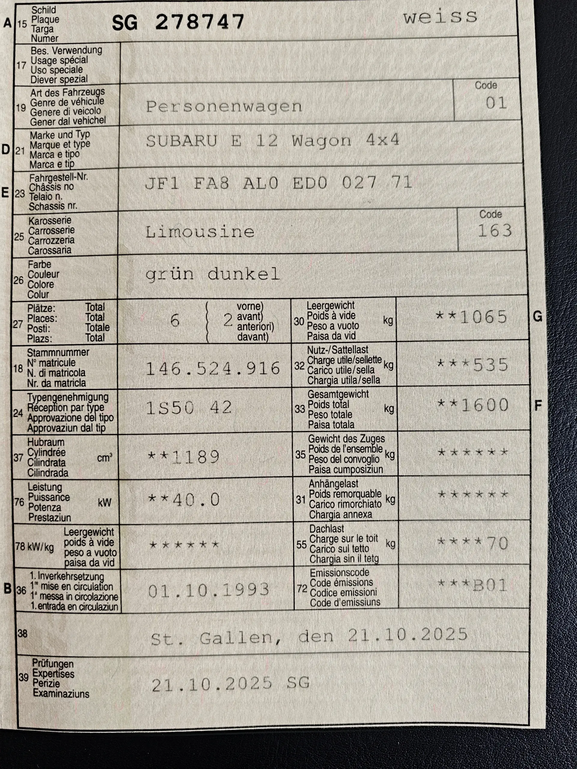 Subaru E10 E12 1993 occasion Kaltbrunn — 3