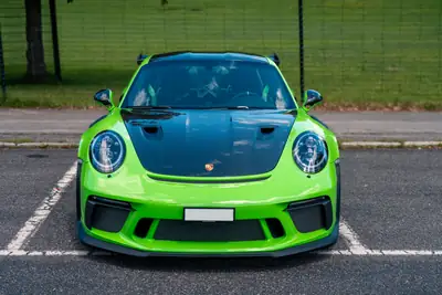 Porsche 911 991.2 GT3 RS Weissach — Superbe coupé sport vert, 14 500 km, garantie jusqu'à 2028 — côté