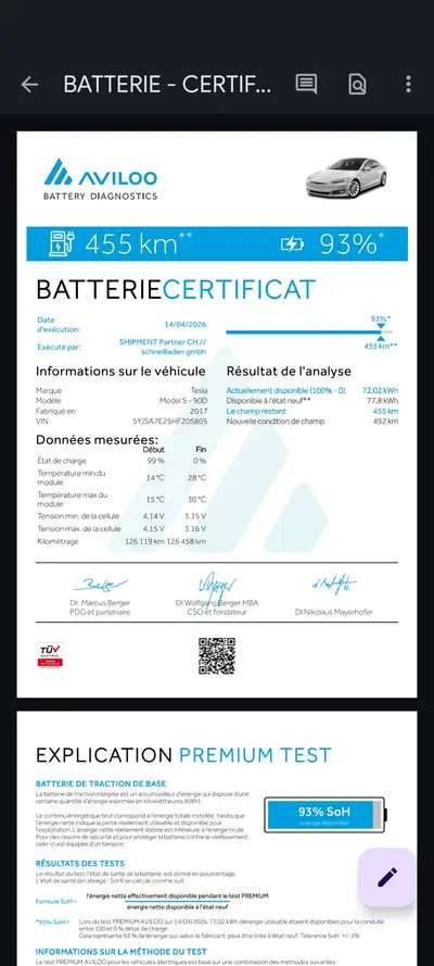Tesla Model S 90D — Berline électrique haute performance, batterie certifiée 93% SoH — vue extérieure