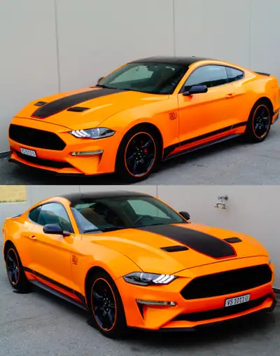 Ford Mustang Fastback 2.3 Mach-1 — Légende américaine, 320 ch, transmission automatique — vista posteriore