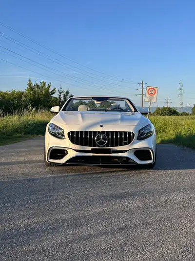 Mercedes-Benz S 63 AMG Cabriolet — 612 ch, 4MATIC+, blanc métallisé 2020 — vue extérieure