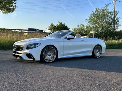 Mercedes-Benz S 63 AMG Cabriolet — 612 ch, 4MATIC+, blanc métallisé 2020 — arrière