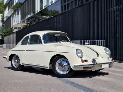 Porsche 356 B T6 1963 — Légende automobile blanche, 99'000 km, sans sinistre — Heckansicht