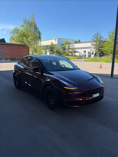 Tesla Model Y Performance D — SUV électrique haute performance, 38'990 km, finition Bordeaux — vista posteriore