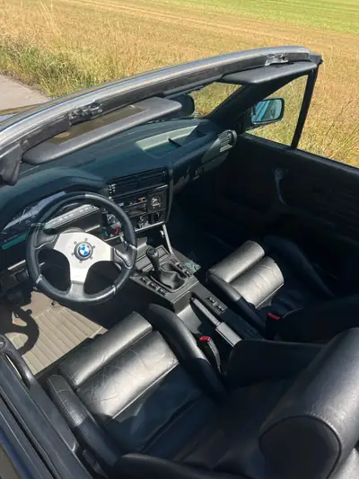 BMW 325i Cabrio E30 — Roadster classique, cuir, BBS, prêt à l'emploi — Miniature 8