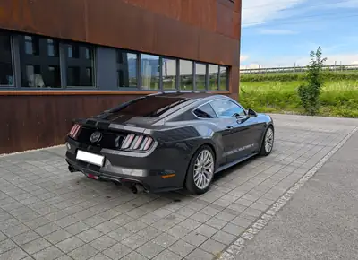 Ford Mustang 2.3 EcoBoost — Coupé sportif muscle car avec moteur turbo efficace — Heckansicht