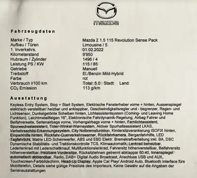 Mazda 2 1.5 115 ch — Citadine fiable, entretien Mazda complet, garantie jusqu'en 2027 — dettaglio