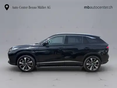 MG HS 1.5 PHEV Luxury — SUV hybride rechargeable, 32 500 km, design premium noir métallisé — fianco