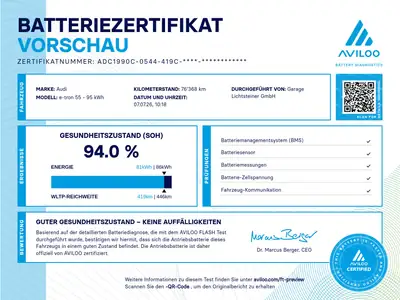 Audi e-tron 55 Sportback S Line — SUV électrique premium, 408 ch, design black intégral — côté