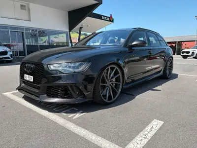 Audi RS6 Avant 2014 — Break haute performance avec suspensions H&R et jantes 22 pouces — Heckansicht