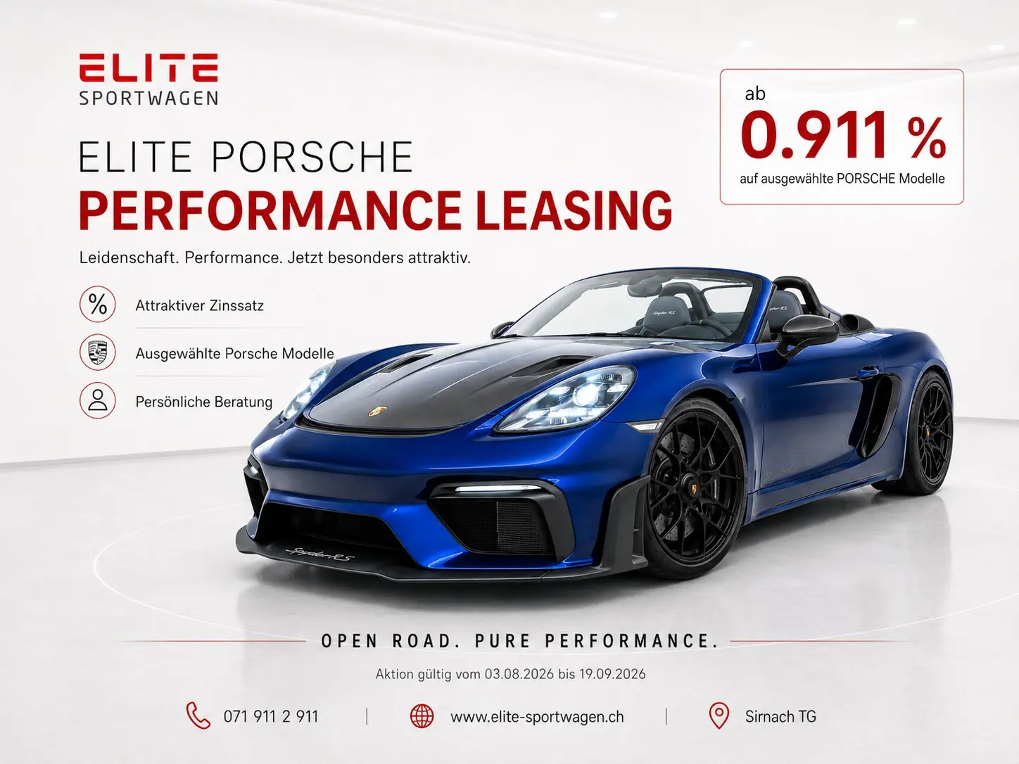 Porsche 718 Boxster Spyder RS PDK — Roadster sportif 500 ch, très faible kilométrage