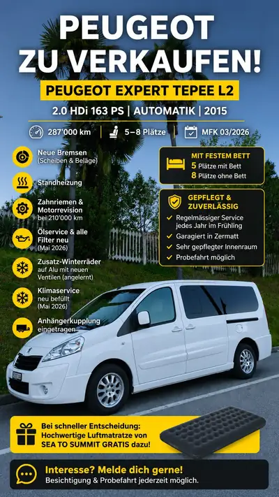 Peugeot Expert Allure Shuttle L2 Tepee — Monospace familial 8 places, diesel automatique — Seitenansicht