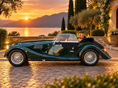 Morgan Plus Four 2.0 — Cabriolet britannique 258 ch, automatik 8 rapports, 6200 km seulement — Seitenansicht