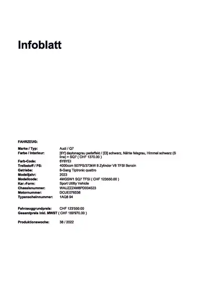 Audi SQ7 4.0 TFSI Quattro — 507 ch, APR 720 PS, 7 places, état impeccable — Heckansicht
