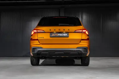 Skoda Kamiq 1.0 TSI Monte Carlo — SUV compact orange métallisé, faible kilométrage — détail