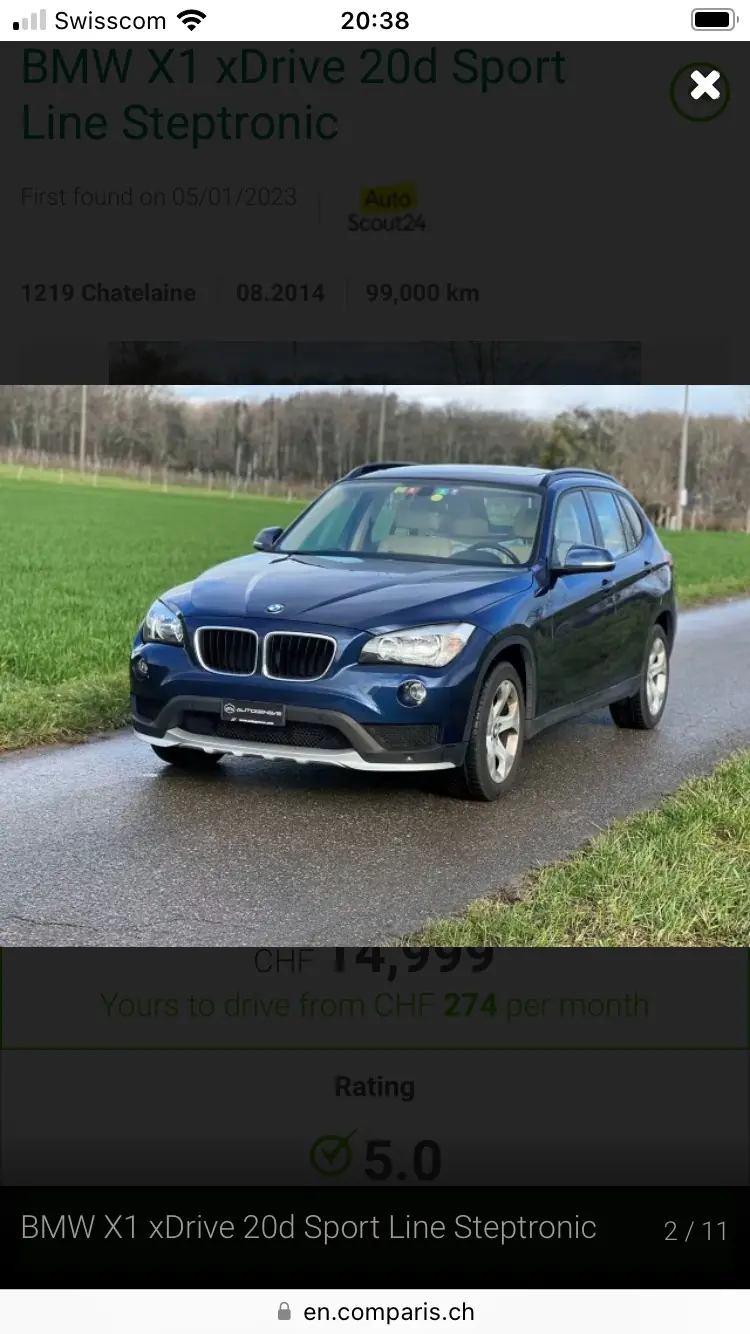 BMW X1 20d xDrive — SUV compact diesel robuste, 120'000 km, sans sinistre