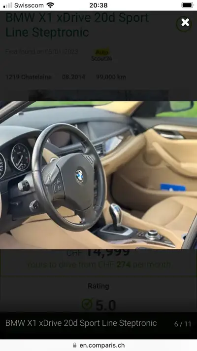 BMW X1 20d xDrive — SUV compact diesel robuste, 120'000 km, sans sinistre — arrière