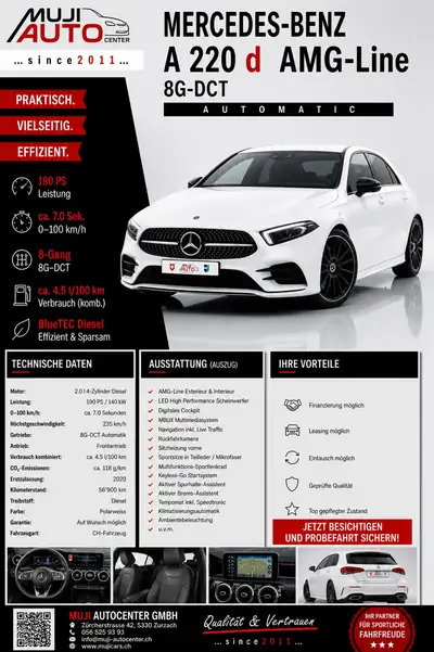 Mercedes-Benz Classe A 220 d AMG Line — Diesel économe, 56900 km, parfait état — détail