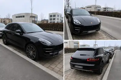 Porsche Macan 3.6 V6 Turbo Performance — 440 ch, Pack Carbone & Design Noir Intégral — Außenansicht