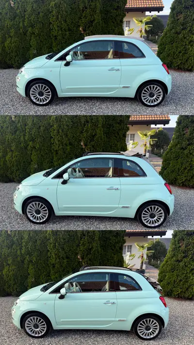 Fiat 500 0.9 TwinAir 105 Lounge — Cabriolet vintage, excellent état, neuve MFK — Heckansicht