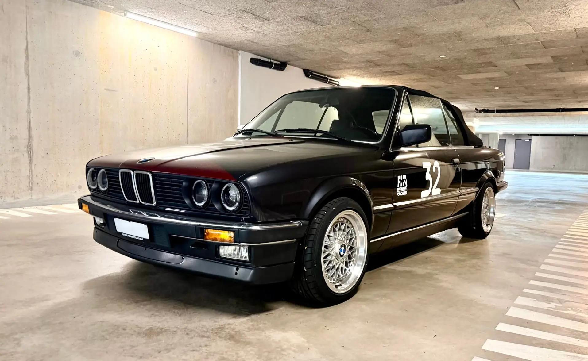 BMW 320i Cabriolet 1989 — Roadster vintage authentique, moteur 6-cylindres, cuir sport