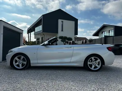 BMW 220i Cabrio M Package — Cabriolet élégant, moteur 184 ch et toit ouvert — Seitenansicht
