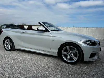 BMW 220i Cabrio M Package — Cabriolet élégant, moteur 184 ch et toit ouvert — Heckansicht